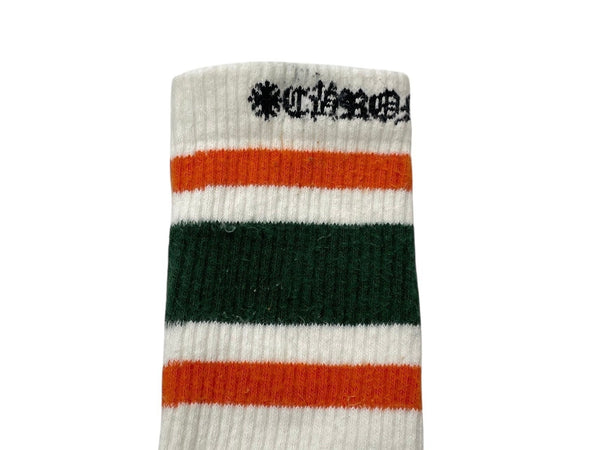 CHROME HEARTS Socks Logo Embroidery Orange Green White Cotton Good Used 4c071022