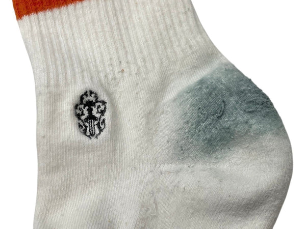 CHROME HEARTS Socks Logo Embroidery Orange Green White Cotton Good Used 4c071022