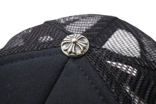 画像をギャラリービューアに読み込む, 新品未使用 CHROME HEARTS クロムハーツ トラッカーキャップ CHクロスパッチ ONE SIZE メッシュ ブラック ホワイト シルバー925 中古 4c071032