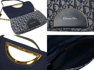 極美品 Christian Dior クリスチャンディオール マリスパール ワンショルダーバッグ トロッター ネイビー ロゴ キャンバス 中古 4c071074