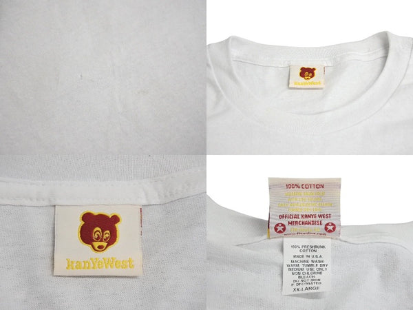 Very Good Condition KANYE WEST Kanye West Short Sleeve T-Shirt Size XXL Kanye Bear Monogram Multicolor White Official 2005 Used 4c071089