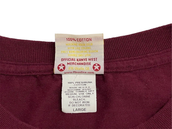 Very good condition KANYE WEST Kanye West School Spirit Tour 2004 Short sleeve T-shirt Vintage Cotton Bordeaux Size L Used 4c071096