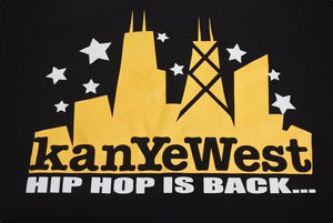 KANYE WEST カニエウェスト HIP HOP IS BACK ヒップホップ イズ バッグ 半袖Tシャツ コットン ブラック サイズM 美品 中古 4c071124