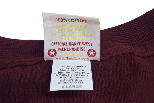 Very Good Condition KANYE WEST THE COLLEGE DROP OUT Kanye West The College Dropout Short Sleeve T-shirt Size XL Wine Red Used 4c071130