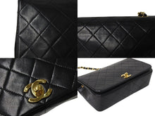 Load image into Gallery viewer, CHANEL シャネル マトラッセ フルフラップチェーンショルダーバッグ ココマーク 1番台 ラムスキン ブラック ゴールド 美品 中古 4c071163