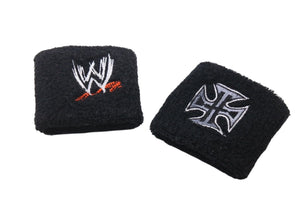 WWE World Wrestling Entertainment Wristband Set of 2 Cotton Black White Red Gray Good Condition Used 4c071165
