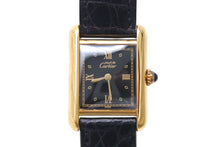 Load image into Gallery viewer, Cartier カルティエ Must Tank SM Black 4Points Roman マストタンクSM 腕時計 5057001 スイス ブラック ゴールド 美品 中古 4c071170