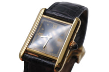 Load image into Gallery viewer, Cartier カルティエ Must Tank SM Black 4Points Roman マストタンクSM 腕時計 5057001 スイス ブラック ゴールド 美品 中古 4c071170