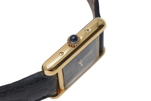 Cartier カルティエ Must Tank SM Black 4Points Roman マストタンクSM 腕時計 5057001 スイス ブラック ゴールド 美品 中古 4c071170