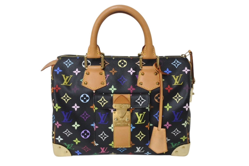 LOUIS VUITTON ルイヴィトン スピーディ30 ハンドバッグ M92642 モノグラム マルチカラー ブラック 美品 中古 4c071175