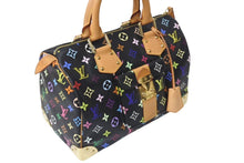 画像をギャラリービューアに読み込む, LOUIS VUITTON ルイヴィトン スピーディ30 ハンドバッグ M92642 モノグラム マルチカラー ブラック 美品 中古 4c071175