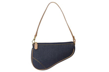 画像をギャラリービューアに読み込む, Christian Dior クリスチャンディオール サドルポーチ アクセサリーポーチ ブルー デニム SLO44012 ゴールド金具 美品 中古 4c071197