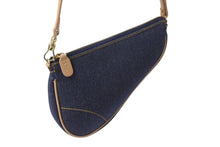画像をギャラリービューアに読み込む, Christian Dior クリスチャンディオール サドルポーチ アクセサリーポーチ ブルー デニム SLO44012 ゴールド金具 美品 中古 4c071197