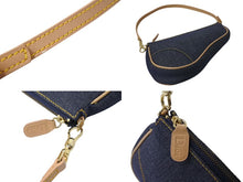 画像をギャラリービューアに読み込む, Christian Dior クリスチャンディオール サドルポーチ アクセサリーポーチ ブルー デニム SLO44012 ゴールド金具 美品 中古 4c071197