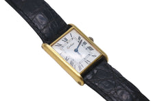 Load image into Gallery viewer, Cartier カルティエ マストタンク 腕時計 SWISS 革ベルト 18K GOLD Electroplated ブラック ゴールド金具 美品 中古 4c071201