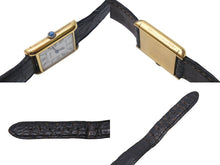 Load image into Gallery viewer, Cartier カルティエ マストタンク 腕時計 SWISS 革ベルト 18K GOLD Electroplated ブラック ゴールド金具 美品 中古 4c071201