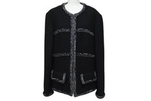 画像をギャラリービューアに読み込む, 極美品 CHANEL シャネル メンズ 17SS ツイード ウール ジャケット ブラック ノーカラージャケット P56910V37165 サイズ50 中古 4c071210