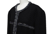 画像をギャラリービューアに読み込む, 極美品 CHANEL シャネル メンズ 17SS ツイード ウール ジャケット ブラック ノーカラージャケット P56910V37165 サイズ50 中古 4c071210