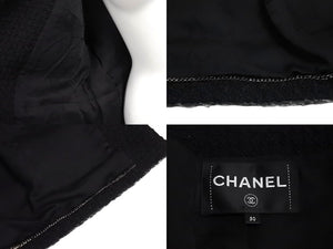 極美品 CHANEL シャネル メンズ 17SS ツイード ウール ジャケット ブラック ノーカラージャケット P56910V37165 サイズ50 中古 4c071210