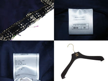 画像をギャラリービューアに読み込む, 極美品 CHANEL シャネル メンズ ツイード ジャケット ネイビー系 ブラック ホワイト シルク混 P58787V44460 サイズ50 中古 4c071212
