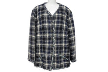 画像をギャラリービューアに読み込む, 極美品 CHANEL シャネル メンズ ツイード ジャケット ネイビー系 ブラック ホワイト シルク混 P58787V44460 サイズ50 中古 4c071212