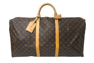 極美品 LOUIS VUITTON ルイヴィトン キーポル60 ボストンバッグ M41422 モノグラム ブラウン PVC ヌメ革 レザー 中古 4c071217