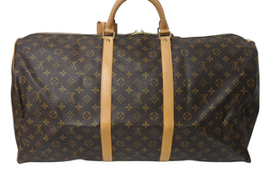 極美品 LOUIS VUITTON ルイヴィトン キーポル60 ボストンバッグ M41422 モノグラム ブラウン PVC ヌメ革 レザー 中古 4c071217