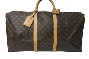 極美品 LOUIS VUITTON ルイヴィトン キーポル60 ボストンバッグ M41422 モノグラム ブラウン PVC ヌメ革 レザー 中古 4c071217