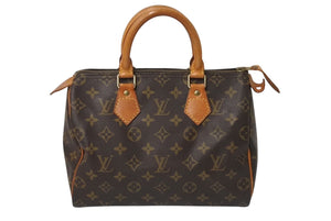 LOUIS VUITTON ルイヴィトン スピーディ25 ハンドバッグ M41528 モノグラム PVC レザー ゴールド金具 ブラウン 美品 中古 4c071223