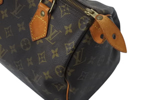 LOUIS VUITTON ルイヴィトン スピーディ25 ハンドバッグ M41528 モノグラム PVC レザー ゴールド金具 ブラウン 美品 中古 4c071223