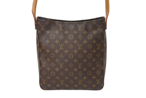 極美品 LOUIS VUITTON ルイヴィトン ルーピングGM ハンドバッグ モノグラム M51145 ブラウン ゴールド金具 中古 4c071235