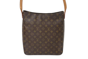 極美品 LOUIS VUITTON ルイヴィトン ルーピングGM ハンドバッグ モノグラム M51145 ブラウン ゴールド金具 中古 4c071235