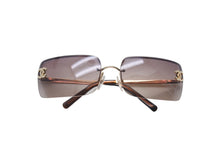 Load image into Gallery viewer, 極美品 CHANEL シャネル リムレスサングラス 4104-B C.125/13 サイズ62◻︎15 120 ラインストーン ココマーク ブラウン 中古 4c071271