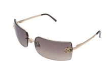 Load image into Gallery viewer, 極美品 CHANEL シャネル リムレスサングラス 4104-B C.125/13 サイズ62◻︎15 120 ラインストーン ココマーク ブラウン 中古 4c071271