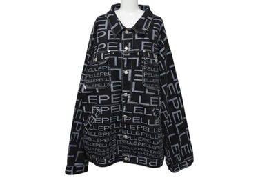 pellepelle ペレペレ ジャケット サイズXXL ロゴプリント ブラック グレー コットン ヴィンテージ 美品 中古 4c071324