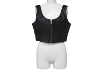 Load image into Gallery viewer, Christian Dior クリスチャンディオール ベスト 現行タグ 125B10AL015 ラムレザー ブラック シルバー金具 サイズ34 美品 中古 4c071374