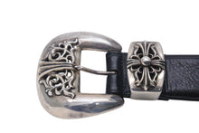 画像をギャラリービューアに読み込む, CHROME HEARTS クロムハーツ BLT CLASSIC 1.5 3PIECE タロンベルト サイズ36 レザー シルバー925 ブラック 美品 中古 4c071375