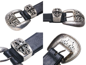 CHROME HEARTS クロムハーツ BLT CLASSIC 1.5 3PIECE タロンベルト サイズ36 レザー シルバー925 ブラック 美品 中古 4c071375