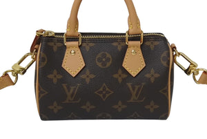 極美品 LOUIS VUITTON ルイヴィトン ナノスピーディ 2WAYショルダーバッグ M81085 モノグラムキャンバス ブラウン 中古 4c071381