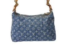 Load image into Gallery viewer, 極美品 LOUIS VUITTON ルイヴィトン バギーPM ショルダーバッグ M95049 モノグラムデニム ヌメ革 ブルー ゴールド 中古 4c071384