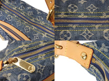 Load image into Gallery viewer, 極美品 LOUIS VUITTON ルイヴィトン バギーPM ショルダーバッグ M95049 モノグラムデニム ヌメ革 ブルー ゴールド 中古 4c071384