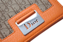 Load image into Gallery viewer, Christian Dior クリスチャンディオール カードケース 名刺入れ トロッター柄 オレンジ レザー キャンバス 良品 中古 4c071385