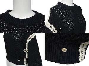CHANEL Chanel Setup P72105K10363 Sweater Pants Size 34 Here Mark Braided Black Good Condition Used 4c071387