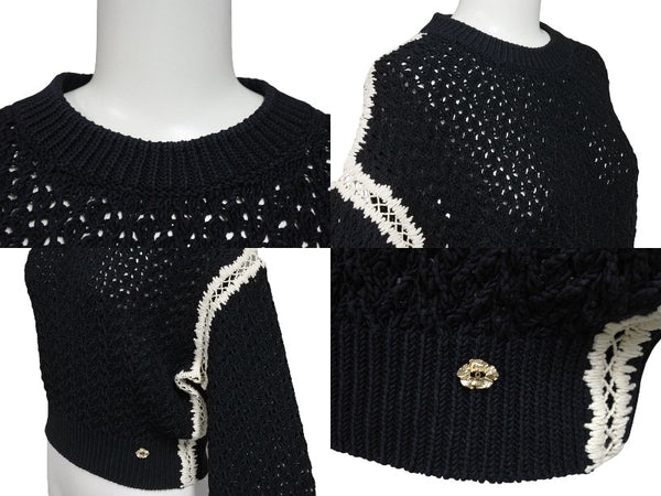 CHANEL Chanel Setup P72105K10363 Sweater Pants Size 34 Here Mark Braided Black Good Condition Used 4c071387