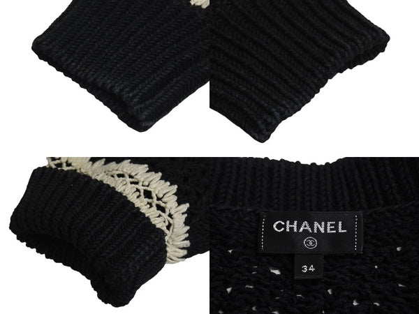 CHANEL Chanel Setup P72105K10363 Sweater Pants Size 34 Here Mark Braided Black Good Condition Used 4c071387