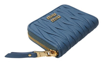 Load image into Gallery viewer, MIU MIU ミュウミュウ leather zip around wallet レザー ジップアラウンド キルティング 財布 ブルー 美品 中古 4c071406