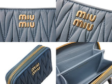 Load image into Gallery viewer, MIU MIU ミュウミュウ leather zip around wallet レザー ジップアラウンド キルティング 財布 ブルー 美品 中古 4c071406