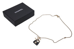 CHANEL Necklace B23C engraved Approx. 16.8g Total length approx. 60cm Coco Mark Matelasse Gold Black Metal Leather Resin Good Condition Used 4c071424