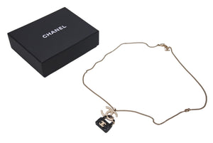 CHANEL Necklace B23C engraved Approx. 16.8g Total length approx. 60cm Coco Mark Matelasse Gold Black Metal Leather Resin Good Condition Used 4c071424