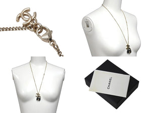 CHANEL Necklace B23C engraved Approx. 16.8g Total length approx. 60cm Coco Mark Matelasse Gold Black Metal Leather Resin Good Condition Used 4c071424